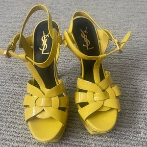 YSL Tributes in yellow patent leather